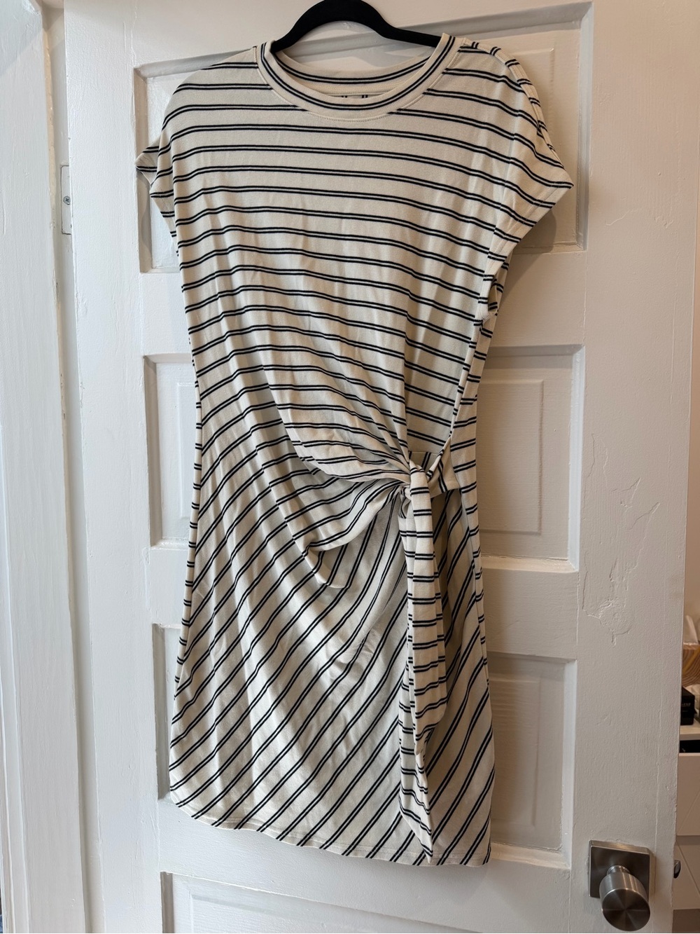 GAP Cream and Black Striped Tie-Front Mini Dress